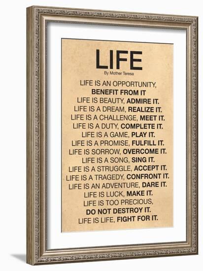 Mother Teresa Life Quote Poster-null-Framed Art Print