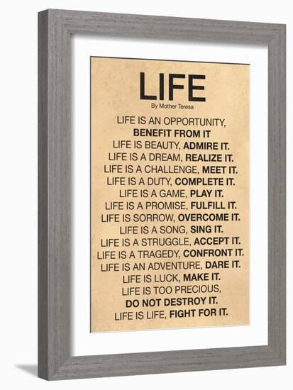 Mother Teresa Life Quote Poster-null-Framed Art Print