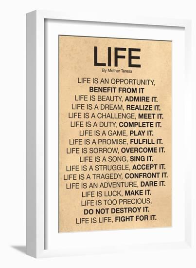 Mother Teresa Life Quote Poster-null-Framed Art Print