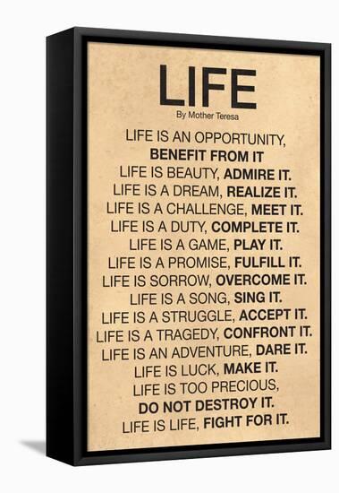 Mother Teresa Life Quote Poster-null-Framed Stretched Canvas