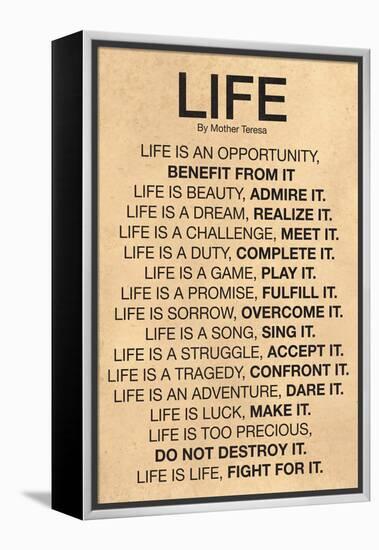Mother Teresa Life Quote Poster-null-Framed Stretched Canvas