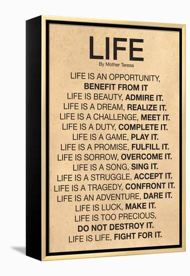 Mother Teresa Life Quote Poster-null-Framed Stretched Canvas