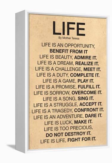 Mother Teresa Life Quote Poster-null-Framed Stretched Canvas
