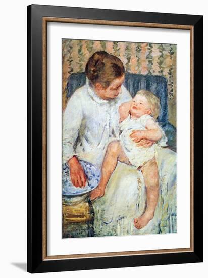 Mother Washing The Tired Child-Mary Cassatt-Framed Art Print