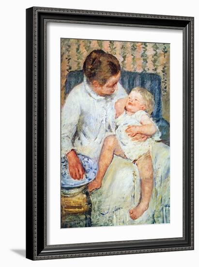 Mother Washing The Tired Child-Mary Cassatt-Framed Art Print