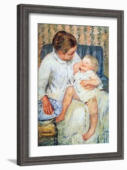 Mother Washing the Tired Child-Mary Cassatt-Framed Art Print