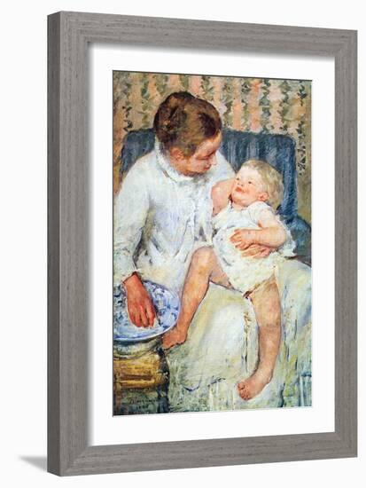 Mother Washing the Tired Child-Mary Cassatt-Framed Art Print