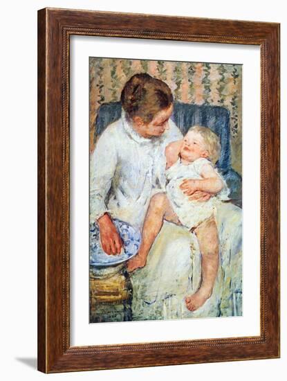 Mother Washing the Tired Child-Mary Cassatt-Framed Art Print