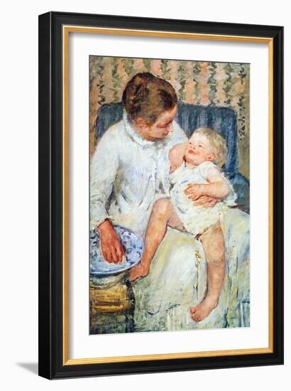 Mother Washing the Tired Child-Mary Cassatt-Framed Art Print