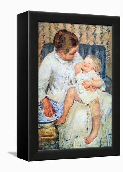 Mother Washing the Tired Child-Mary Cassatt-Framed Stretched Canvas