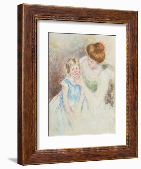 Mother with Left Hand Holding Sara's Chin-Mary Cassatt-Framed Giclee Print