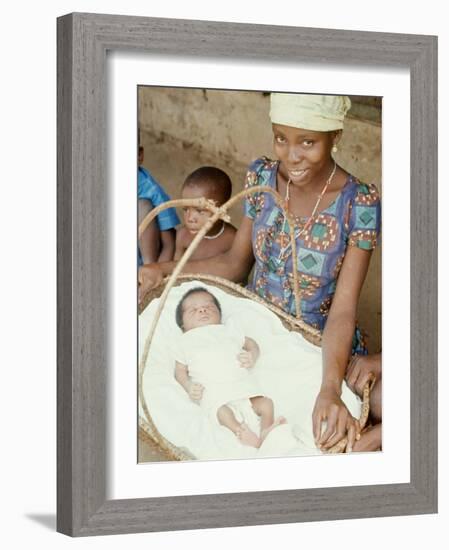 Mother with Newly Born Baby at Dr. Albert Schweitzer's Hospital at Lambarene-George Silk-Framed Photographic Print