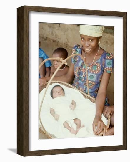 Mother with Newly Born Baby at Dr. Albert Schweitzer's Hospital at Lambarene-George Silk-Framed Photographic Print