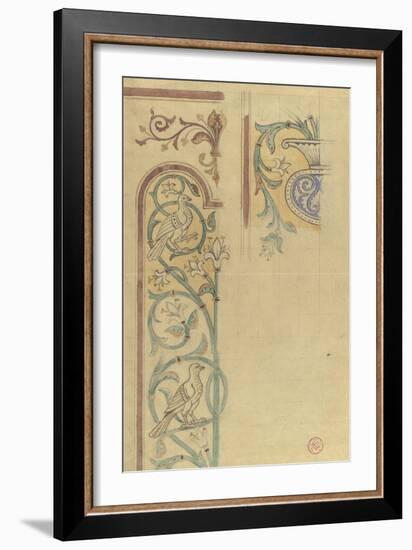 Motif décoratif : rinceaux de lys et de feuilles peuplés d'oiseaux-Eugène Viollet-le-Duc-Framed Giclee Print