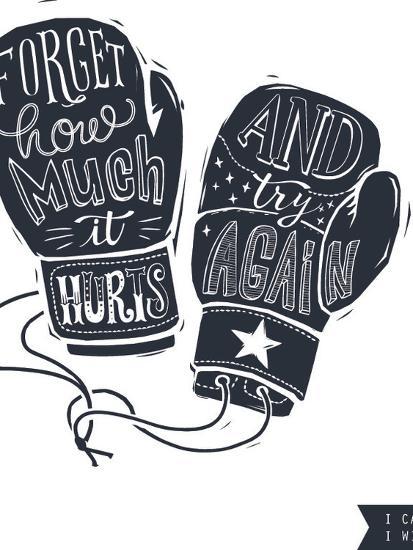 motivational quote hand written within silhouette of boxing gloves