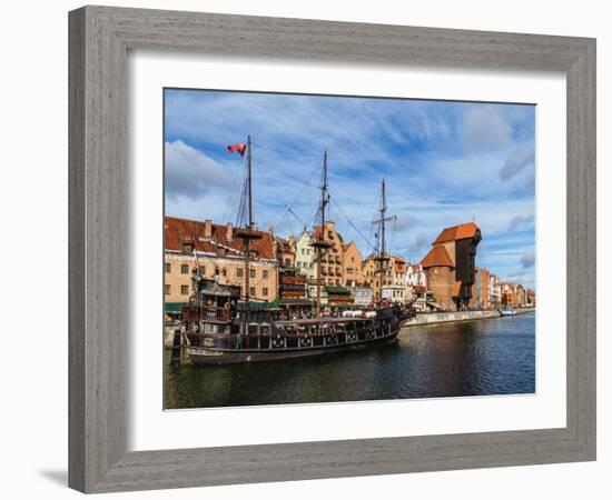 Motlawa River and Medieval Port Crane Zuraw, Old Town, Gdansk, Pomeranian Voivodeship, Poland, Euro-Karol Kozlowski-Framed Photographic Print