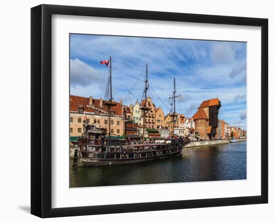 Motlawa River and Medieval Port Crane Zuraw, Old Town, Gdansk, Pomeranian Voivodeship, Poland, Euro-Karol Kozlowski-Framed Photographic Print