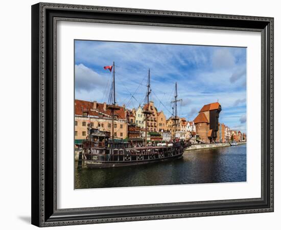 Motlawa River and Medieval Port Crane Zuraw, Old Town, Gdansk, Pomeranian Voivodeship, Poland, Euro-Karol Kozlowski-Framed Photographic Print