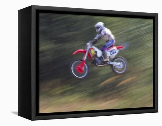 Motocross Racer Airborne-Steve Satushek-Framed Premier Image Canvas