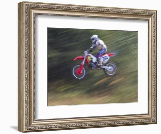 Motocross Racer Airborne-Steve Satushek-Framed Photographic Print