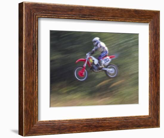 Motocross Racer Airborne-Steve Satushek-Framed Photographic Print