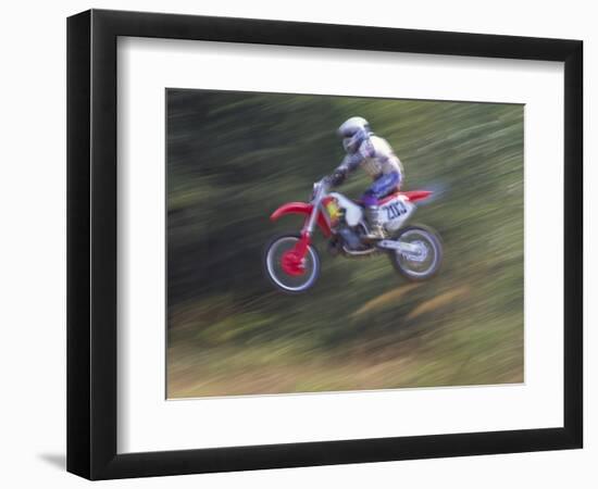 Motocross Racer Airborne-Steve Satushek-Framed Photographic Print