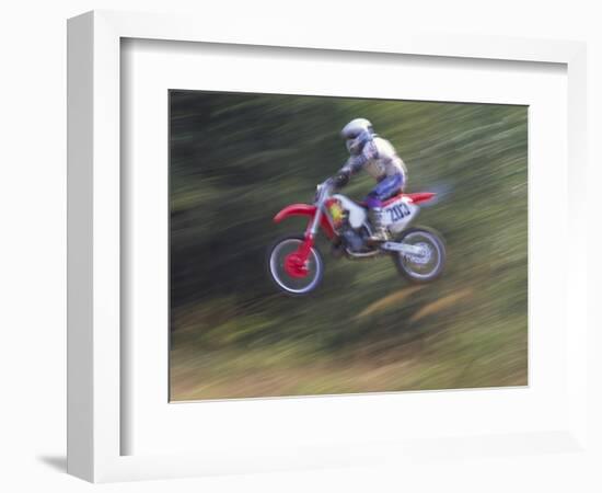 Motocross Racer Airborne-Steve Satushek-Framed Photographic Print