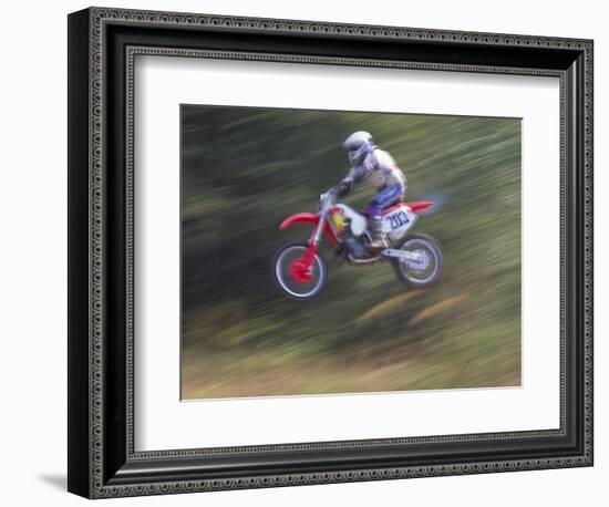 Motocross Racer Airborne-Steve Satushek-Framed Photographic Print