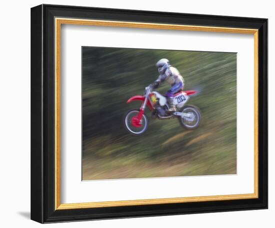 Motocross Racer Airborne-Steve Satushek-Framed Photographic Print