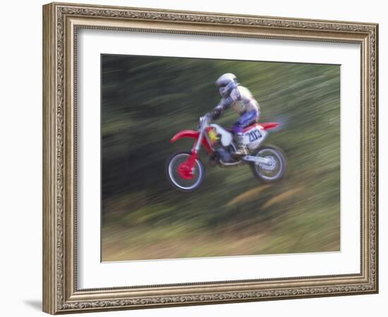 Motocross Racer Airborne-Steve Satushek-Framed Photographic Print