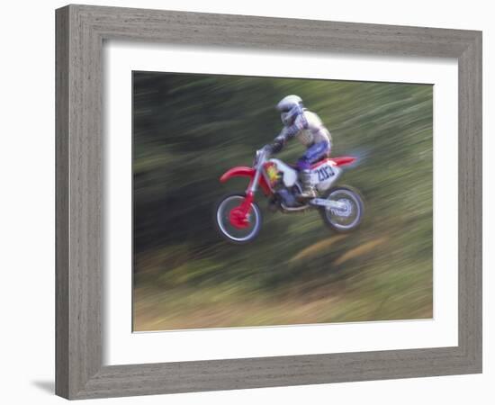 Motocross Racer Airborne-Steve Satushek-Framed Photographic Print