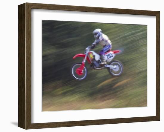 Motocross Racer Airborne-Steve Satushek-Framed Photographic Print