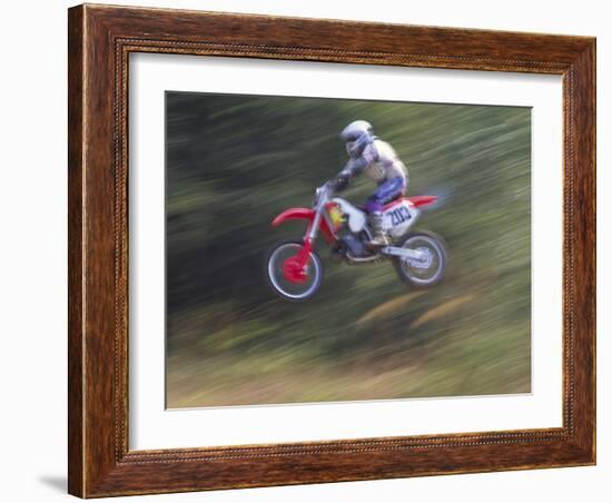 Motocross Racer Airborne-Steve Satushek-Framed Photographic Print