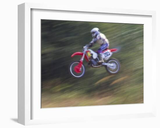 Motocross Racer Airborne-Steve Satushek-Framed Photographic Print