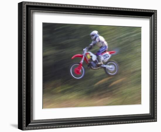 Motocross Racer Airborne-Steve Satushek-Framed Photographic Print