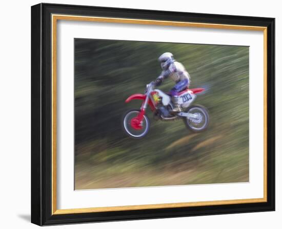 Motocross Racer Airborne-Steve Satushek-Framed Photographic Print