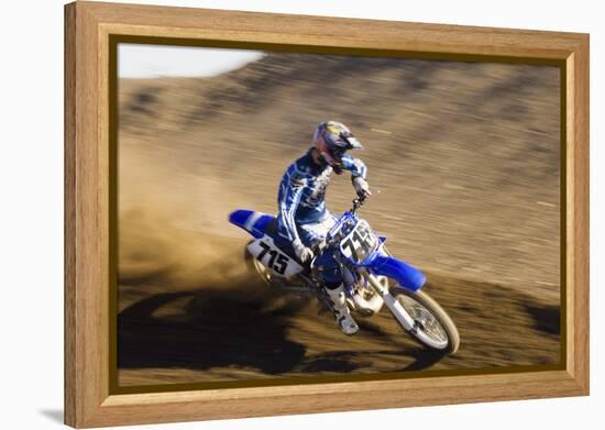 Motocross Racer on Dirt Track-null-Framed Stretched Canvas