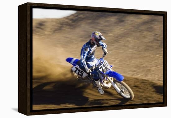 Motocross Racer on Dirt Track-null-Framed Stretched Canvas