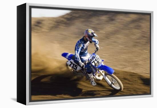 Motocross Racer on Dirt Track-null-Framed Stretched Canvas