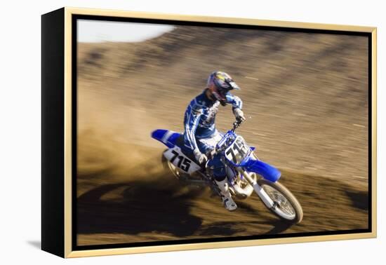 Motocross Racer on Dirt Track-null-Framed Stretched Canvas