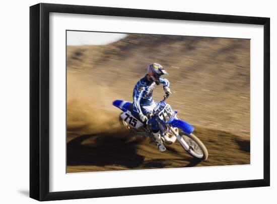 Motocross Racer on Dirt Track-null-Framed Photo