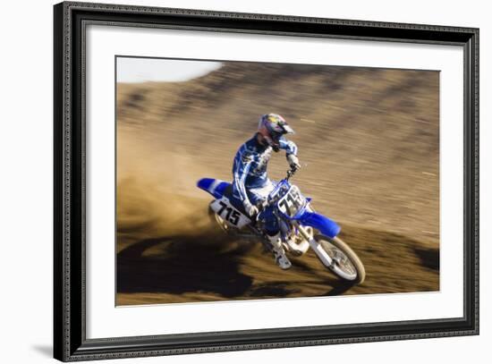 Motocross Racer on Dirt Track-null-Framed Photo