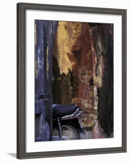 Motor Bike Next to Old House, Vietnam-Keren Su-Framed Photographic Print