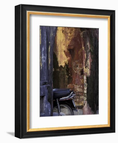 Motor Bike Next to Old House, Vietnam-Keren Su-Framed Photographic Print