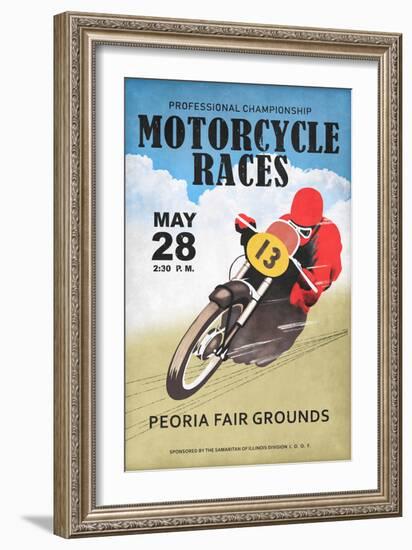 Motor-Cycle Races Roanoke-Mark Rogan-Framed Art Print