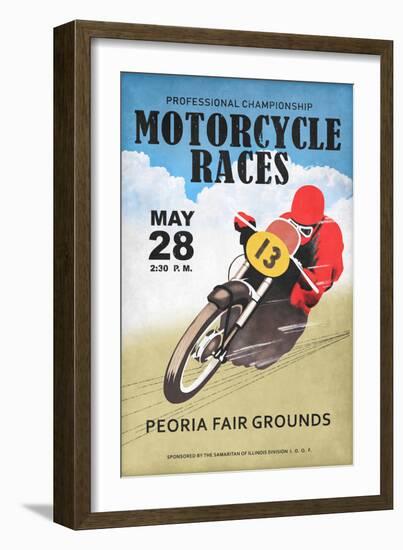 Motor-Cycle Races Roanoke-Mark Rogan-Framed Art Print