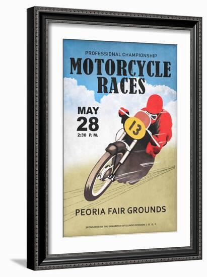 Motor-Cycle Races Roanoke-Mark Rogan-Framed Art Print