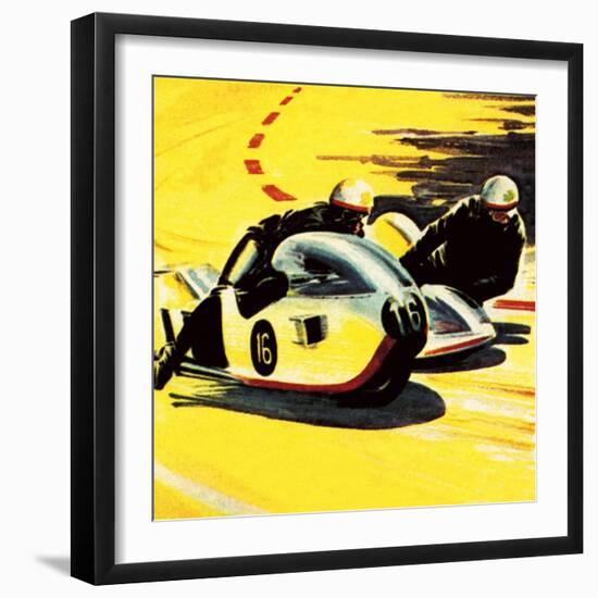 Motor-Cycle Side-Car Racing-Wilf Hardy-Framed Giclee Print