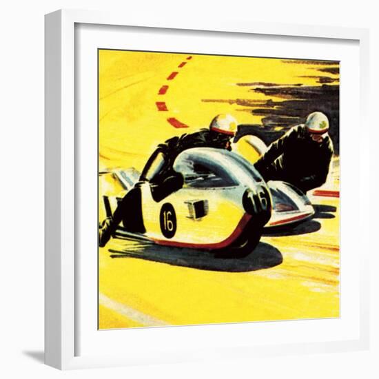 Motor-Cycle Side-Car Racing-Wilf Hardy-Framed Giclee Print