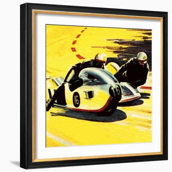 Motor-Cycle Side-Car Racing-Wilf Hardy-Framed Giclee Print